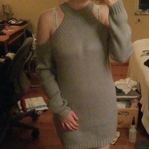 Cold shoulder sweater dress
